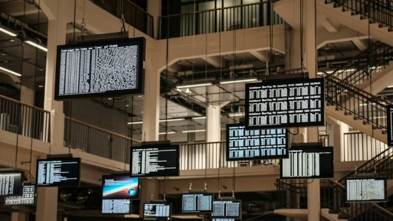 Rows of screens illustrating algorithmic monoculture and repeated automated outputs