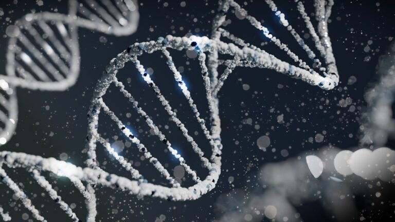 DNA double helix illustration representing ancient DNA, family trees, and migration research
